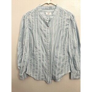 Untuckit  Chambray Floral Print Button Front Shirt Womens Size 12 Blue Cotton L